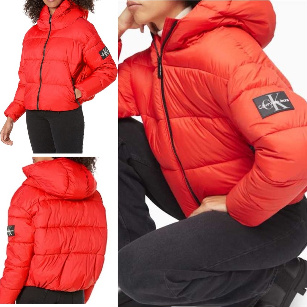 CALVIN KLEIN hooded boxy puffer jacket